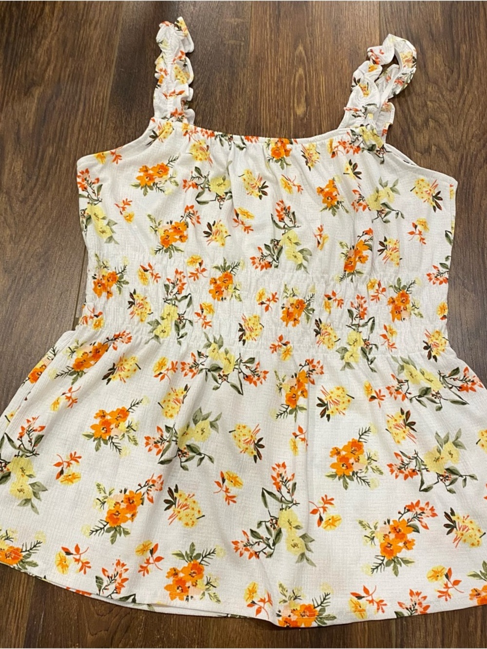 Floral print ruffle tank